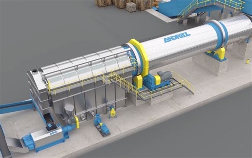 制浆造纸之转鼓碎浆机工作原理动画示意