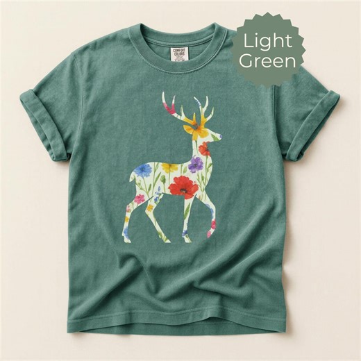 Comfort Colors® - Floral Deer Shirt, Floral Shirt, Gift for Her, Gift for Him, Deer T-shirt, Hunting Shirt - Etsy