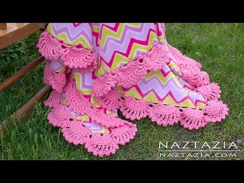 HOW to CROCHET FLEECE BLANKET BORDER EDGING - Shells and Scallops on Fleece