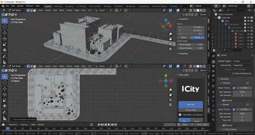 Blender插件-三维城市景观公园街道建筑道具生成插件ICity City Generator for Blender使用教程