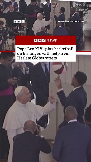 We'd love to see a slam-dunk next time. #Pope #PopeLeoXIV #Basketball #HarlemGlobetrotters #BBCNews
