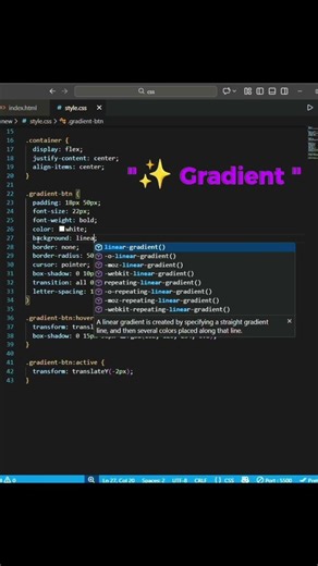 I built this gradient button in 30 seconds (beginner CSS) 🚀 #cssdiner #css #codingjourney