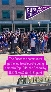 Today, Purchase community members gathered to celebrate being named a Top 10 Public School by U.S. News & World Report. Thanks to all the students, faculty, and staff who came out to cheer and to those who shared what they love about Purchase. #topten #purchasecollege #sunypurchase | Purchase College, SUNY