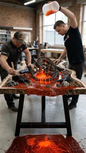 Dragon Lava Resin Table 🐉🔥 Fixflow JS #shorts