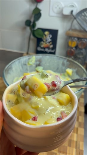 Salade de fruits à la crème au safran #food #ramadan #fruitsalad