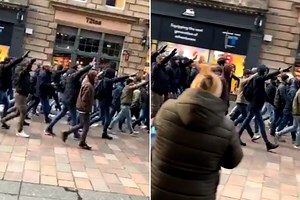 Lazio fans make fascist salutes in Glasgow in vile scenes ahead of Celtic clash