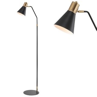 JONATHAN Y Simon 61" Modern Metal LED Task Floor Lamp, Black/Brass Gold - Bed Bath & Beyond - 35684102