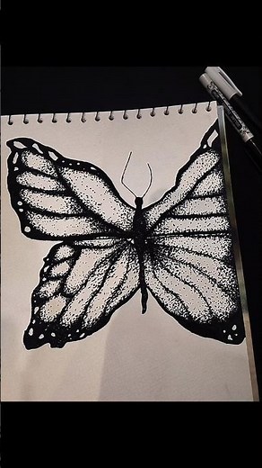 The Art of Patience: Butterfly Stippling Art | Pen & Ink Drawing