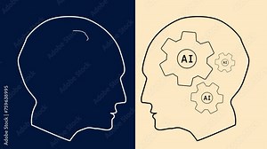 AI vs Human. Artificial Intelligence vs Human Brain Animated 4K Video.