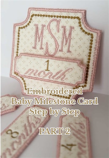 part 2 is here!! month tabs and how to attach everything to the base card 🥹🧵 if you missed part 1 go watch that first!! any questions or anything that didn’t make sense drop it below and i’ll answer or make another video👇 #embroidery #machineembroidery #babymilestonecards #embroiderytutorial #smallbusiness Embroidered Baby Milestone Cards Tutorial, How to Make Baby Milestone Cards, Machine Embroidery Baby Cards, DIY Baby Milestone Cards, Embroidery Tutorial for Beginners, Baby Shower Gift Han