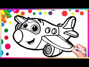 Cómo Dibujar y Colorear un Lindo Avión ✈️😊 | Dibujo Fácil para Niños Paso a Paso 🌟🖌️🎨