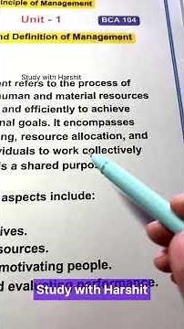 Part 1 Quick Topic Principle of Management / Meaning And Definition Of Management