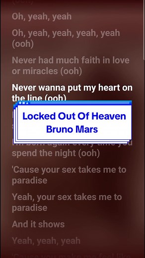 Locked Out Of Heaven - Bruno Mars Karaoke Lyrics