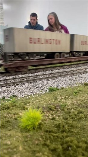 A vintage ATSF freight train at the HO Scale Santa Fe Experience at the Lawrence, KS train show.