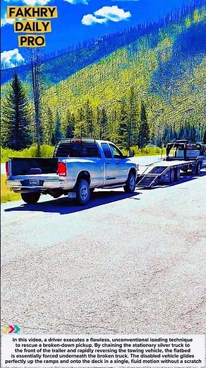 Insane Towing Hack! Watch a Truck Load Itself Onto a Moving Flatbed #skills #diy #skills #truck #fyp