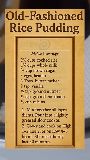🍚✨ Old-Fashioned Rice Pudding ✨🍚Creamy, cozy & sprinkled with cinnamon 💛 Just like Grandma made!🥄 Rice milk brown sugar butter raisins → slow-cooked comfort.Serve warm or chilled — pure nostalgia in a bowl! 😍📌 Save this sweet classic!#RicePudding #VintageDessert #ComfortFood #GrandmasKitchen #ReelRecipe | Budget Family Recipes