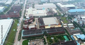 Smart factory concept. Visualization of smart industry. Concept of a smart factory. Visualization of a smart factory top view.