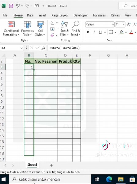 Membuat Nomor Otomatis di Excel dengan Mudah