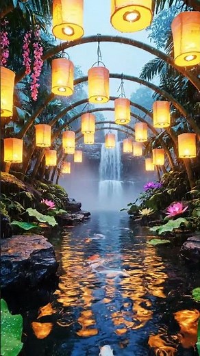 Floating Lantern Garden Rain – Exotic Cinematic Rain Ambience with Soft Lantern Glow