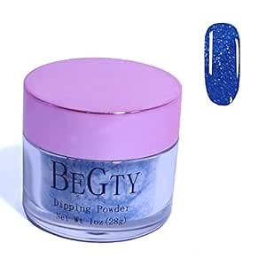 Nail Dipping Powder green Light Pink Nail Art PowderPro Collection System for Starter Manicure Salon DIY at Home Odor-Free, Long-Lasting,1 Oz-Drying No Needed Nail Lamp Cured (Blue glitter 346#)