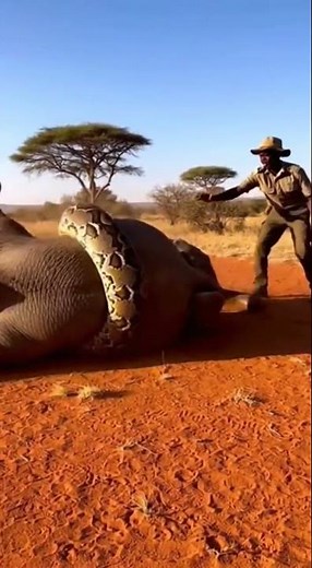 Nature's Grip: Ranger Encounters Giant Python Unbelievable Close Call #wildlife #python #adventure