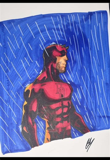 Inking and coloring daredevil #daredevil #tiktok #drawing#marvel #fyp | Daredevil