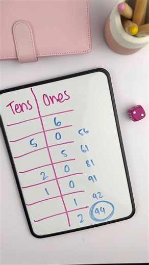 Here’s a fun and easy place value review game your students can play independently or with a partner 🎲⁠ ⁠ Create a board with 7 rows, roll the dice, and decide the value of each roll (will a 3 be worth 3 or 30?). The goal is to get as close to 100 as possible-but don’t go over, or you’re out!⁠ 😅⁠ ⁠ You can extend the game to include hundreds (or beyond!) and adjust the target number to suit.⁠ ⁠ Have you tried this before? Let me know in the comments tag a teacher who’d love this!⁠ ⁠ Don’t forg