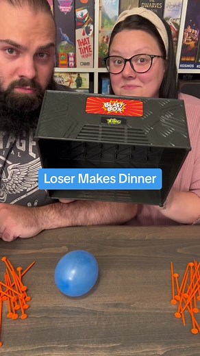 Come play Blast Box with us! I swear the pop was much louder in person 😅 #boardgames #gamenight #couple #fun