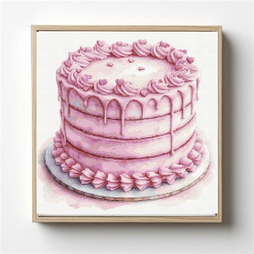 Pink Cake Cross Stitch Pattern: Festive Baked for Valentine's Day (PDF) - Etsy