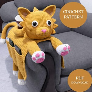 Cat Crochet Pattern, Amigurumi Sofa Caddy With Pockets and Video Guide - Etsy