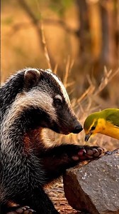 Honey Badger Lets Tiny Bird Clean Its Paw 😳 | Stunning 4K Wildlife Close-Up