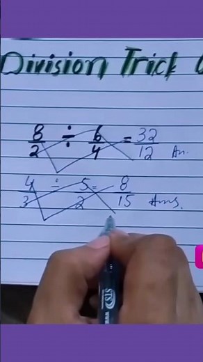 fraction division, division fraction trick, easy way to divide fractions, fraction division tips 💯👍