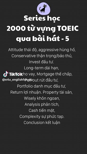 Cùng mình học các từ vựng TOEIC qua bài hát nhé! Series học từ vựng qua bài hát - Part 5 #toeic #hoctienganhmoingay #hoctienganhquabaihat #tuvungtoeic #learnenglishdaily