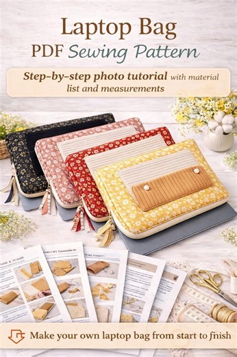 Laptop Sleeve Sewing Tutorial PDF, Padded Laptop Case Pattern With Measurements, Zipper Laptop Bag, Step by Step Sewing Guide - Etsy Australia