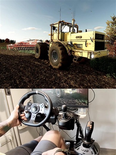 Kirovec K700 starting Steering Wheel Thrustmaster Farmstick #dkgc #farming #fs25 #farm #tractor
