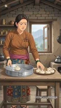 Making Momos in a Himalayan Village | Village Cooking ASMR #asmr #ghiblistyle #shorts