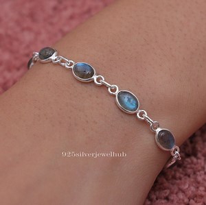 Labradorite Bracelet, 925 Sterling Silver Bracelet, Oval Gemstone Bracelet, Women Silver Bracelet, Cabochon Jewellery, Handmade Bracelet - Etsy
