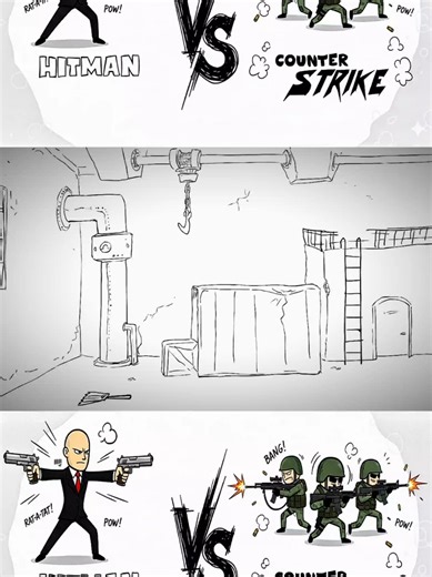 Counter Strike vs Hitman: Animated Battle Comparison