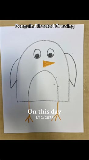 🐧✏️ On this day last year- Penguin Art in Preschool: Watch as I guide my class through a penguin directed drawing, perfect for developing their fine motor skills and creativity. This simple yet adorable penguin drawing is a great way to introduce young artists to step-by-step art creation. #onthisday | Preschool Vibes
