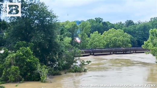 21K views · 163 reactions | Power line explosion! Sparks and smoke flew from what appeared to be a power line from a flooded San Jacinto subdivision in Texas. | Breitbart | Facebook