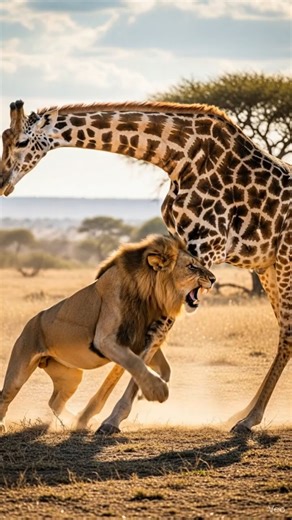 사자가 달려들자 기린이 보인 반응… 그 다음 장면이 충격적이다 🦁🦒