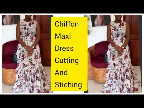 Chiffon Maxi Dress Cutting And Stitching.