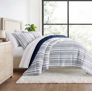 All Season Ultra Soft Comforter Set Lightweight Bedding in Farmhouse Stripe for King/Cal King by Comfort Canopy