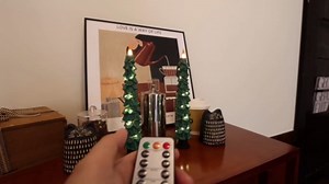 Christmas Tree Candles Surrounded by Fairy Lights, LED flameless Candle Lights with Remote Control Timing Function. Green