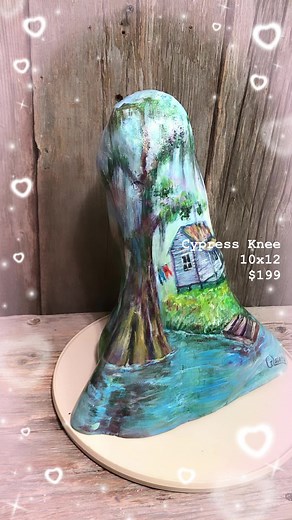 Louisiana Cypress knee with Swamp scene $199 | Louisiana Marketshops at the 115
