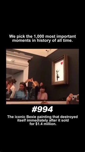 Only global history moments | In 2018, Banksy’s painting “Girl with Balloon” sold at auction for $1.4 million — but seconds after the gavel fell, the artwork began... | Instagram