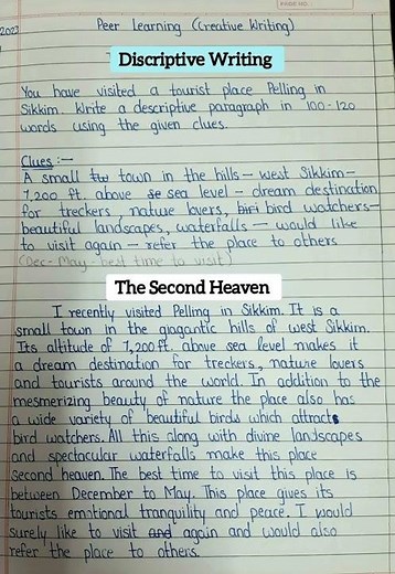 Write a descriptive paragraph about a place you recently visited | descriptive writing on place