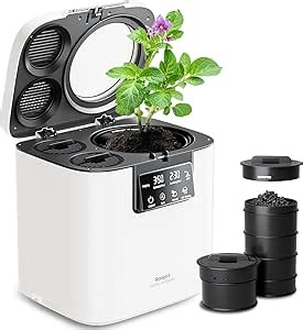Electric Composter for Kitchen, Smart Compost Bin with Viewing Window Indoor Outdoor/Odorless/Low Noise/Auto-Cleaning, Compost Machine, Turn Food Waste into Fertilizer for Garden, Gift