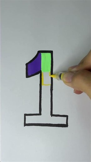 🎨 Draw and Color Number 1 in Just 1 Minute! 😍