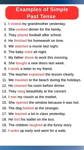 Simple Past Tense | 20 Easy Sentences for Beginners | Learn English Grammar